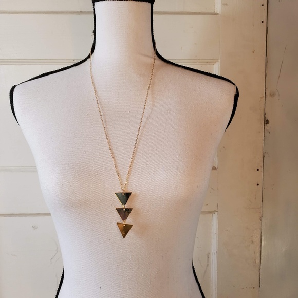 Gold Three Triangle Long Necklace {NEW!} - Picture 2 of 5